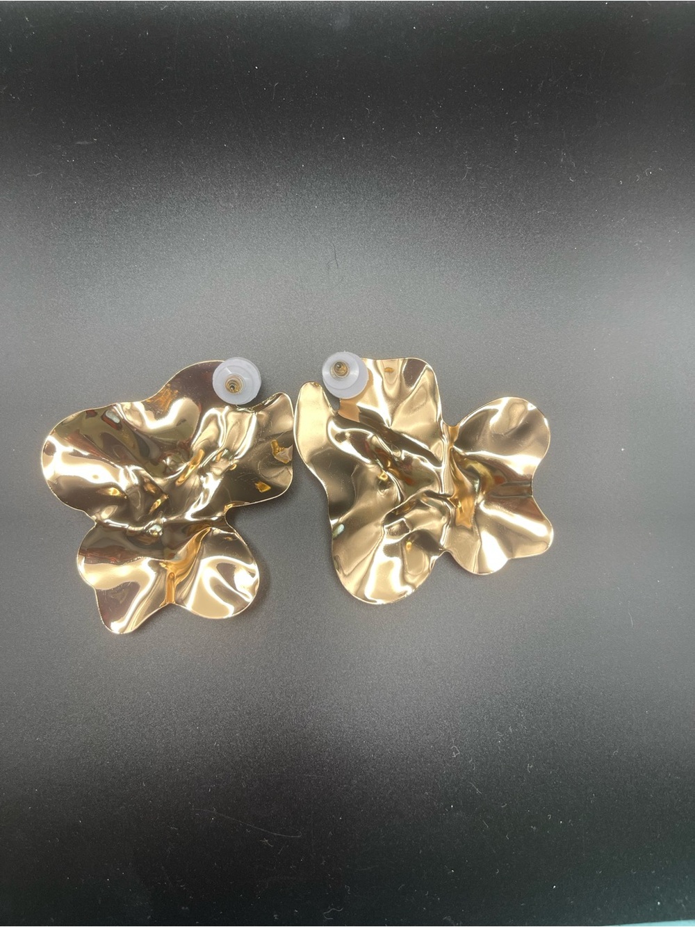 Gold Floral Statement Earrings - Women Accessories - Picture 2 of 5
